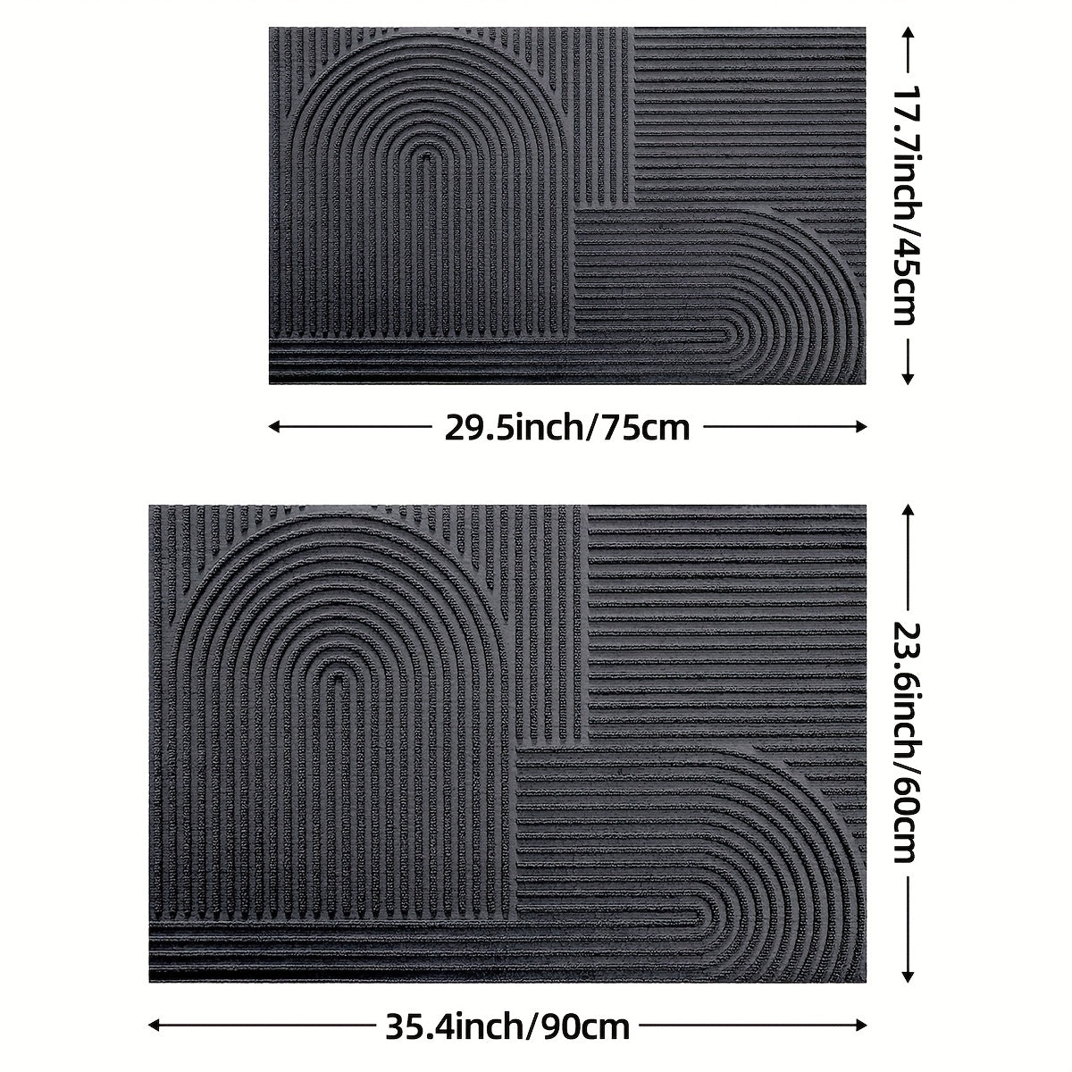 Durable Geometric Striped Door Mat - Non-Slip Modern Entryway Rug | Rug Collection | Aroselle