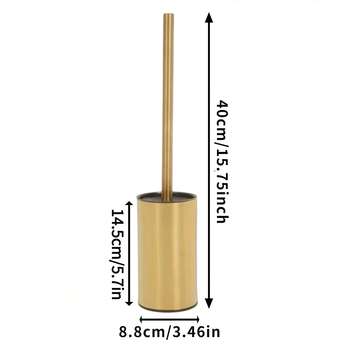 Luxury stainless steel toilet brush with holder in gold and long handle for toilet and bathroom