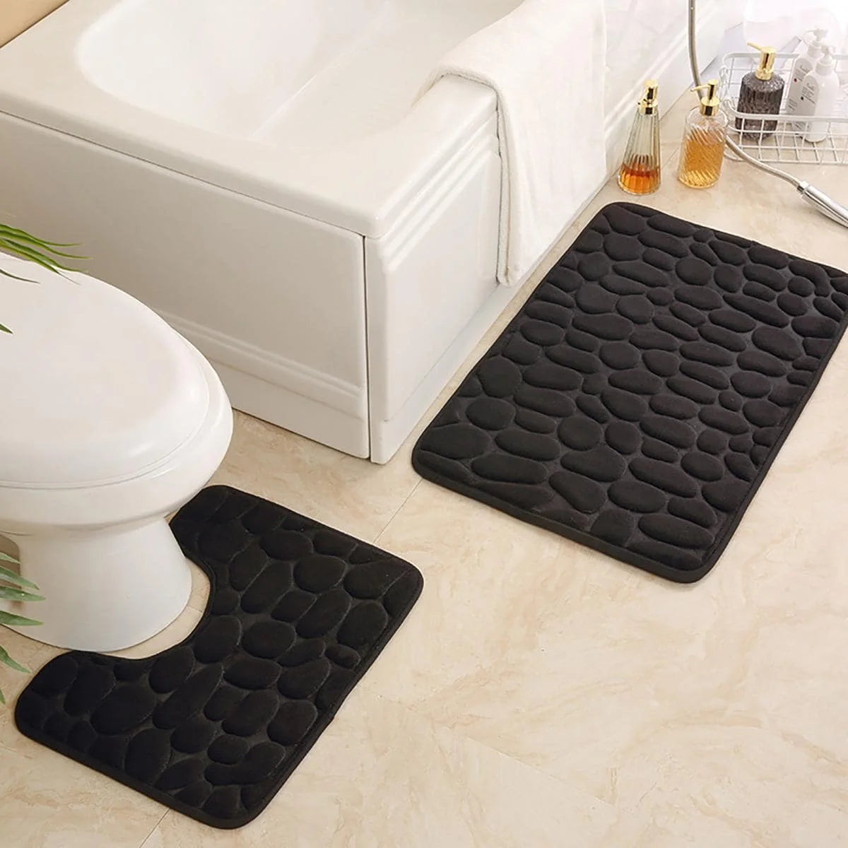 Super Absorbent Toilet & Bath Mat Set | Bathroom Collection | Aroselle