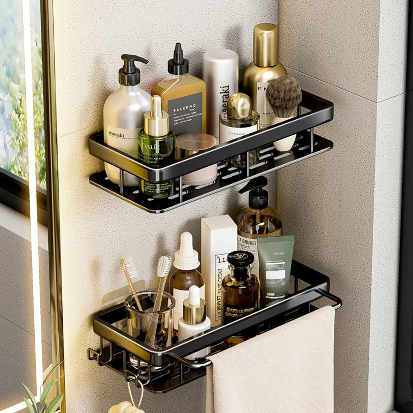 Luxury Black/Gold Bathroom Shelf