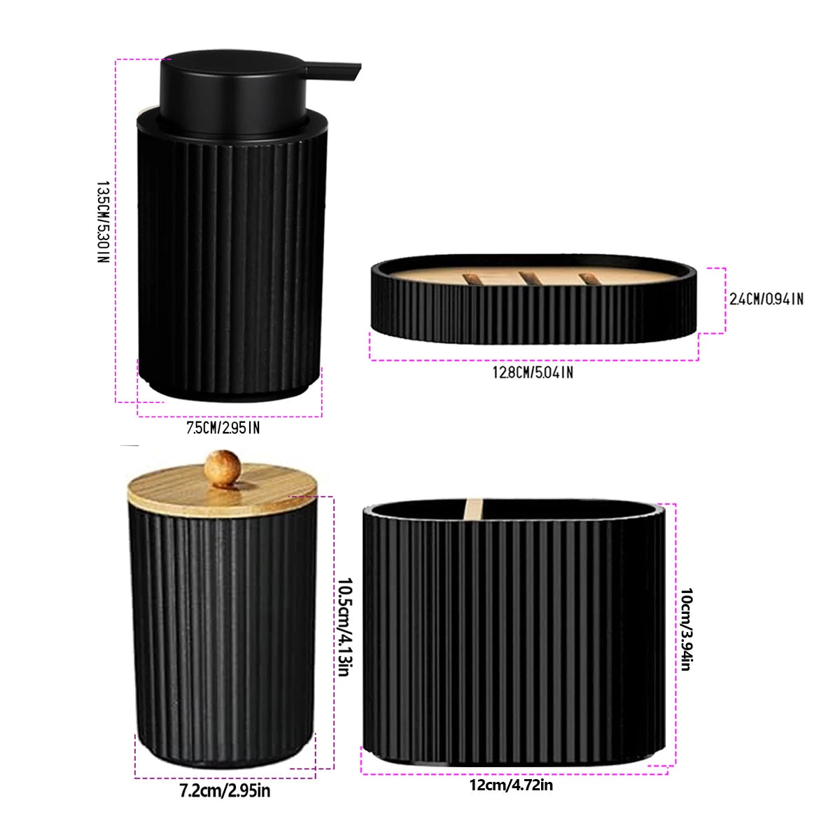 Bathroom Accessories Set - Black