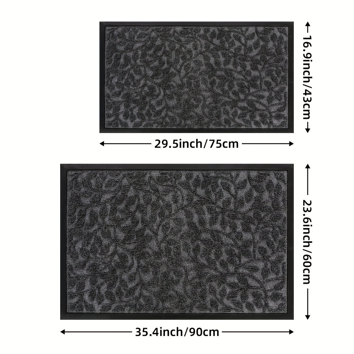 Leaf Pattern Non Slip Door Mat - Rubber Backed For Entryway | Rug Collection | Aroselle