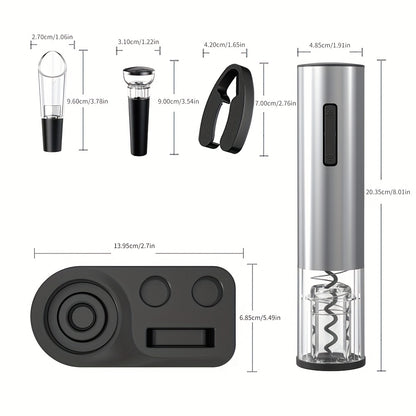 Stainless Steel 5-in-1 Electric Wine Opener Set | Kitchen Collection | Aroselle