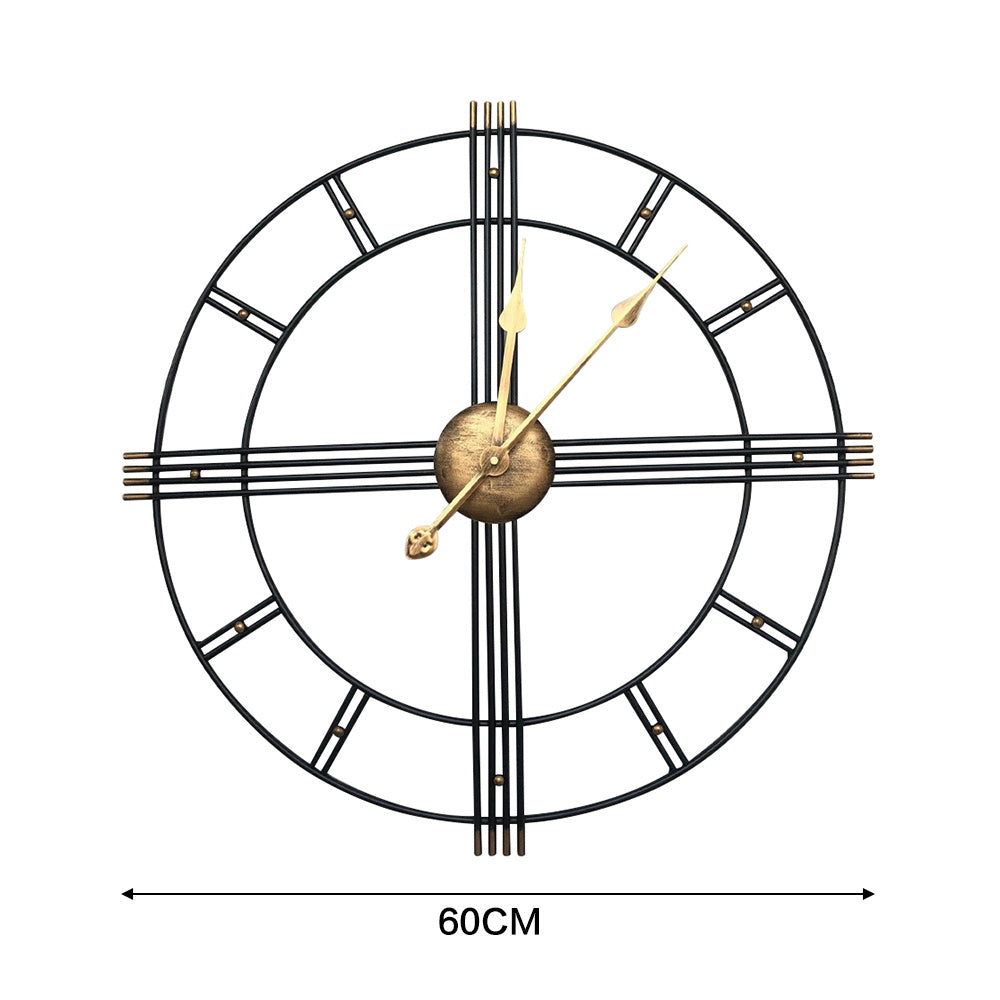 Metal Wall Clock With Large Retro Roman Numerals | Decor Collection | Aroselle