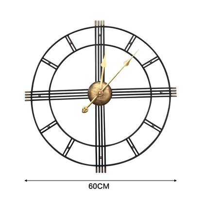 Metal Wall Clock With Large Retro Roman Numerals | Decor Collection | Aroselle