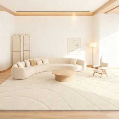 Plush Luxury Rectangular Area Rug - Soft Neutral Beige Living Room Carpet | Rug Collection | Aroselle