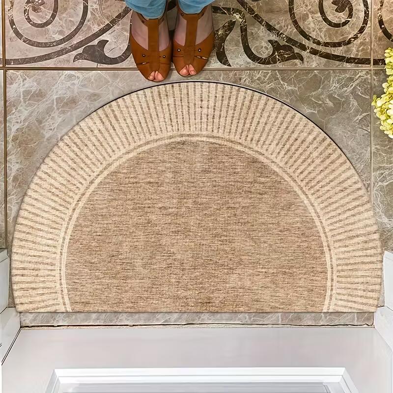 Bamboo Semi-Circular Door Mat - Natural Non Slip Entrance Doormat | Rug Collection | Aroselle