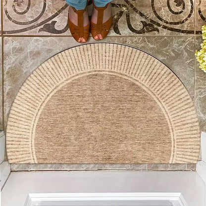 Bamboo Semi-Circular Door Mat - Natural Non Slip Entrance Doormat | Rug Collection | Aroselle