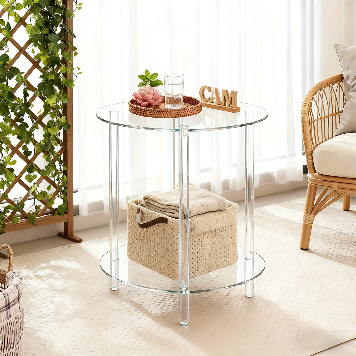 Transparent Acrylic Round Side Table | Furniture Collection | Aroselle