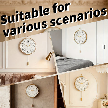 Golden Iron Retro Wall Clock with Pendulum | Decor Collection | Aroselle