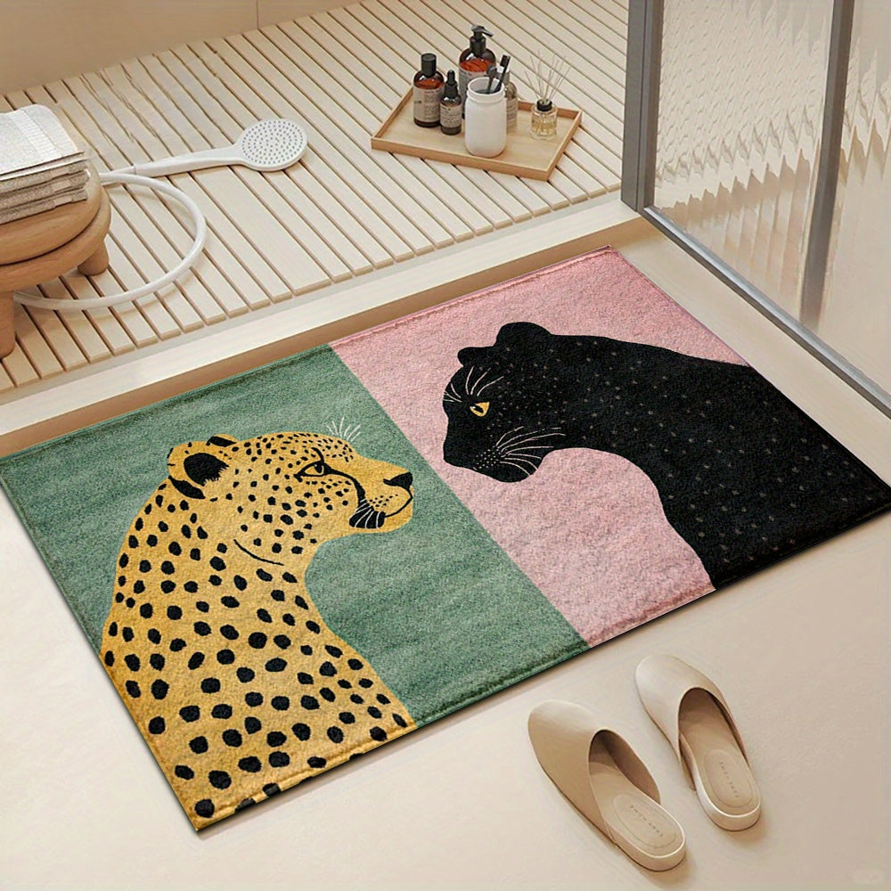 Leopard Print Bath Mat - Soft Non Slip Bathroom & Door Mat | Rug Collection | Aroselle