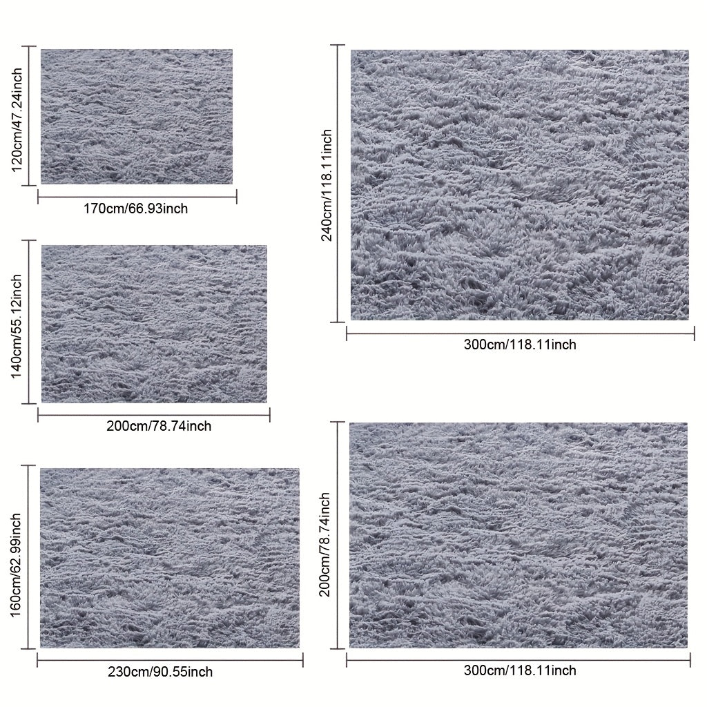 Plush Grey Shaggy Area Rug - Soft Fluffy Living Room Carpet | Rug Collection | Aroselle