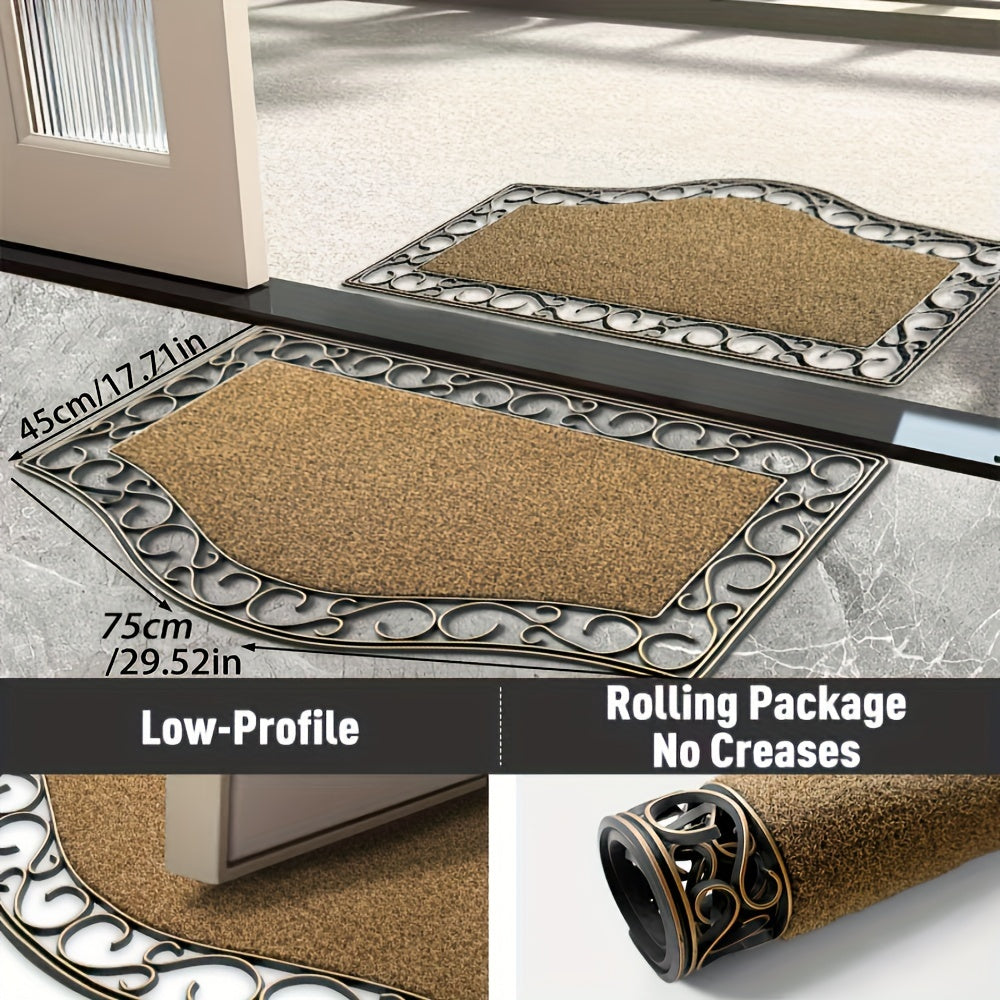 Semi Circular Outdoor Door Mat - Non Slip PVC For Entrance | Rug Collection | Aroselle