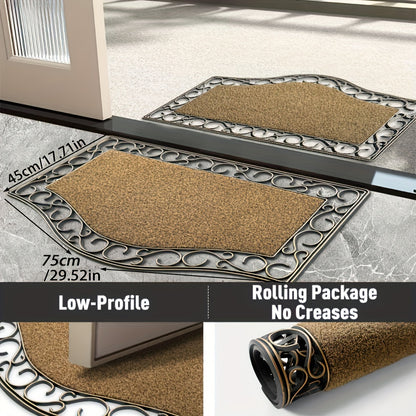 Semi Circular Outdoor Door Mat - Non Slip PVC For Entrance | Rug Collection | Aroselle
