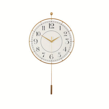 Golden Iron Retro Wall Clock with Pendulum | Decor Collection | Aroselle
