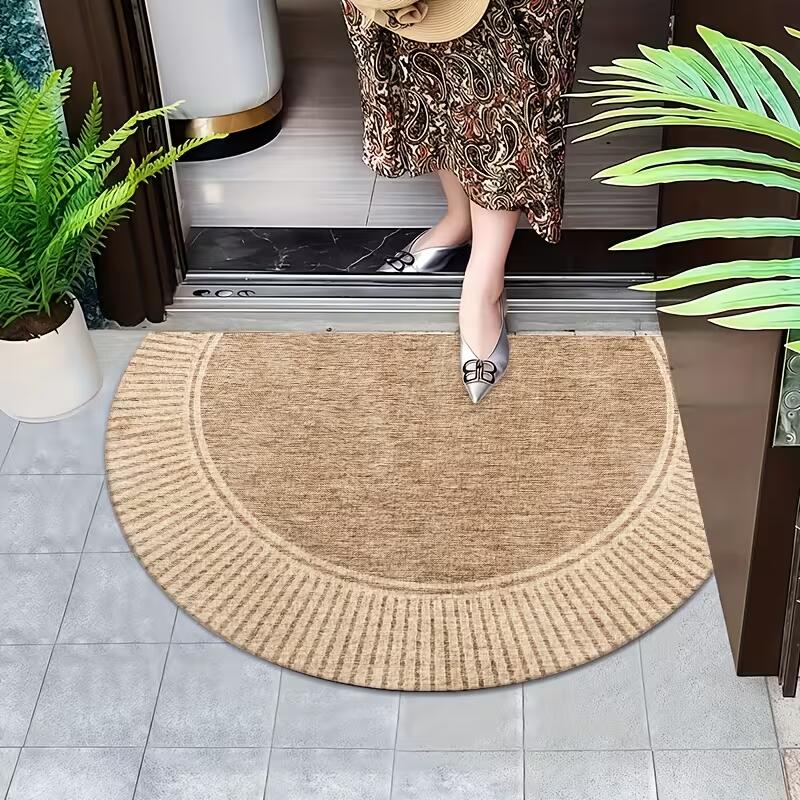 Bamboo Semi-Circular Door Mat - Natural Non Slip Entrance Doormat | Rug Collection | Aroselle