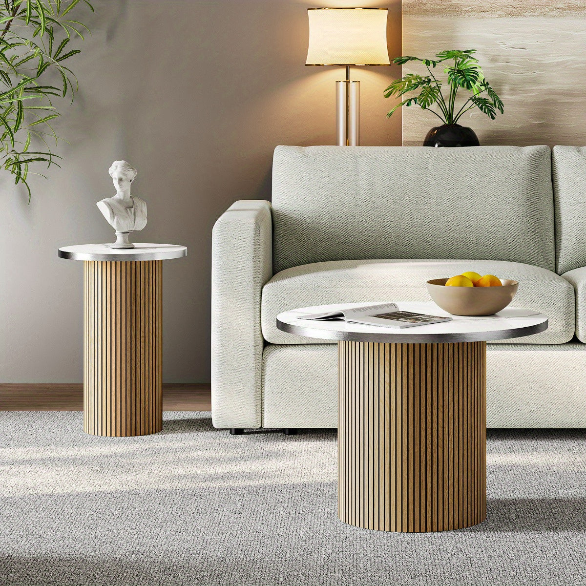 Marble & Wood Coffee Table Set | Furniture Collection | Aroselle