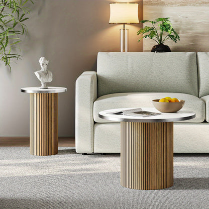 Marble & Wood Coffee Table Set | Furniture Collection | Aroselle
