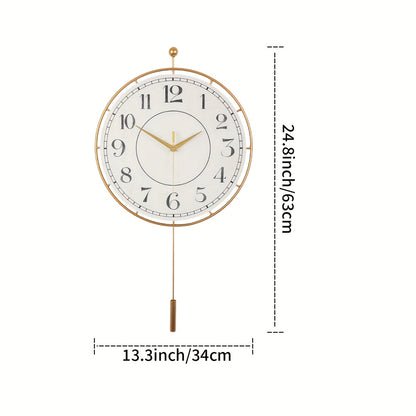 Golden Iron Retro Wall Clock with Pendulum | Decor Collection | Aroselle