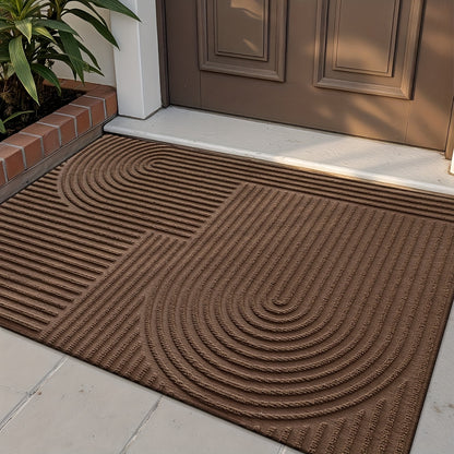 Durable Geometric Striped Door Mat - Non-Slip Modern Entryway Rug | Rug Collection | Aroselle