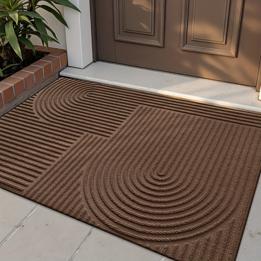 Durable Geometric Striped Door Mat - Non-Slip Modern Entryway Rug | Rug Collection | Aroselle
