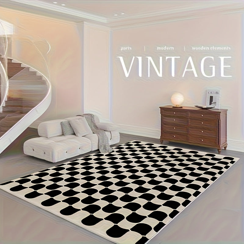 Velvet Large Vintage Check Carpet - Soft & Machine Washable| Rug Collection | Aroselle
