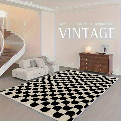 Velvet Large Vintage Check Carpet - Soft & Machine Washable| Rug Collection | Aroselle