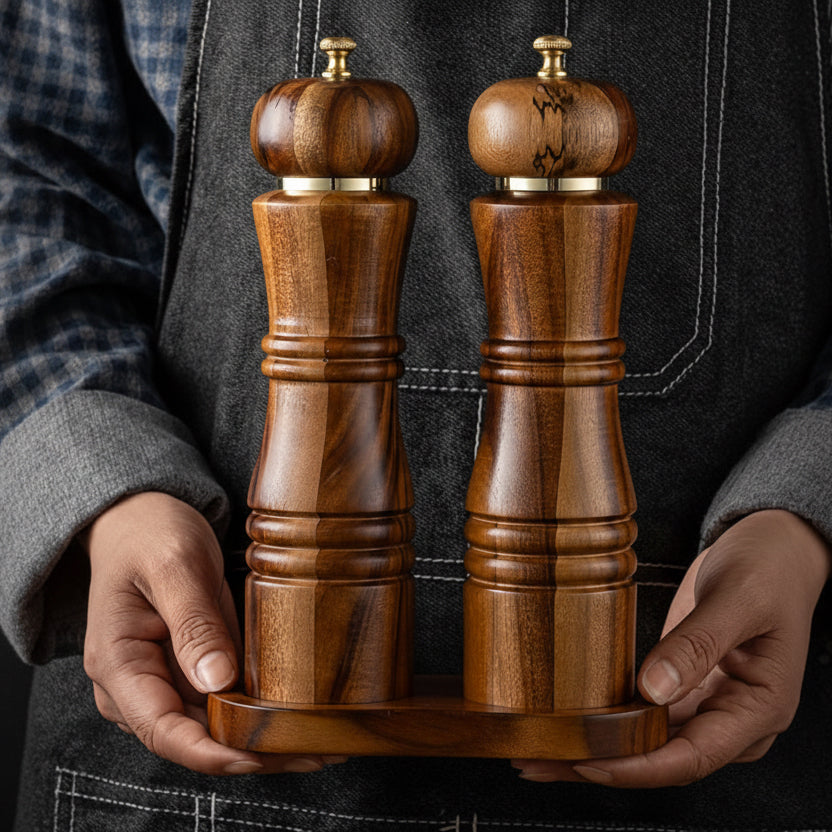 Acacia Wood Pepper Grinder Set | Kitchen Collection | Aroselle