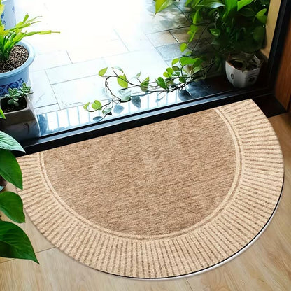 Bamboo Semi-Circular Door Mat - Natural Non Slip Entrance Doormat | Rug Collection | Aroselle