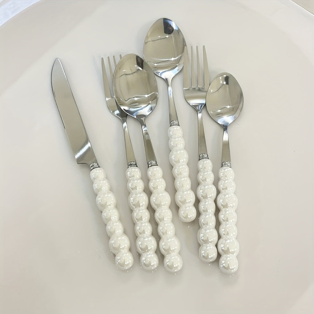 Cutlery Set with Ceramic Handles (5PCS) | Kitchen Collection | Aroselle