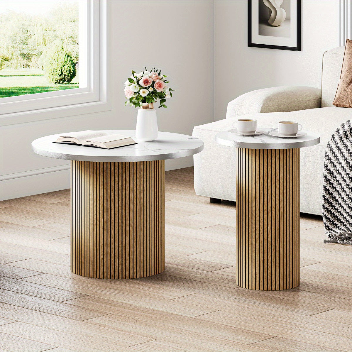 Marble & Wood Coffee Table Set | Furniture Collection | Aroselle