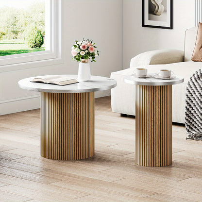 Marble & Wood Coffee Table Set | Furniture Collection | Aroselle