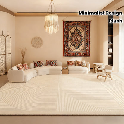 Plush Luxury Rectangular Area Rug - Soft Neutral Beige Living Room Carpet | Rug Collection | Aroselle