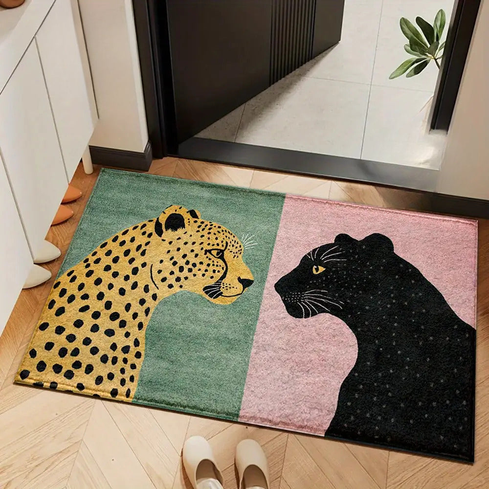 Leopard Print Bath Mat - Soft Non Slip Bathroom & Door Mat | Rug Collection | Aroselle