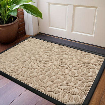 Leaf Pattern Non Slip Door Mat - Rubber Backed For Entryway | Rug Collection | Aroselle