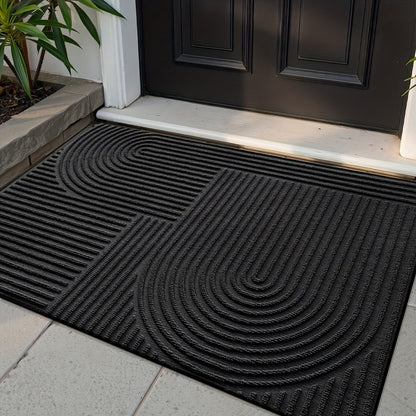 Durable Geometric Striped Door Mat - Non-Slip Modern Entryway Rug | Rug Collection | Aroselle