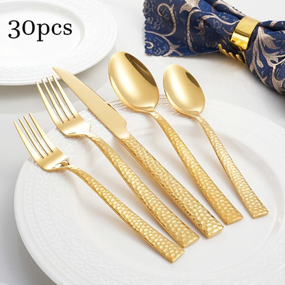 Hammered Design Cutlery Set (30PCS) | Kitchen Collection | Aroselle