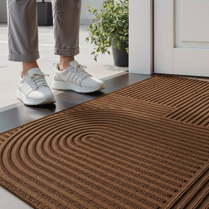 Durable Geometric Striped Door Mat - Non-Slip Modern Entryway Rug | Rug Collection | Aroselle