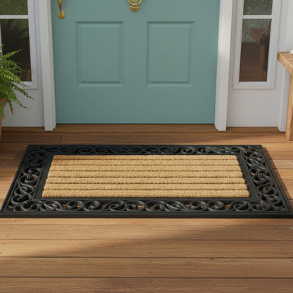 Natural Coconut Coir Door Mat - Heavy Duty Non Slip Outdoor Welcome Mat | Rug Collection | Aroselle