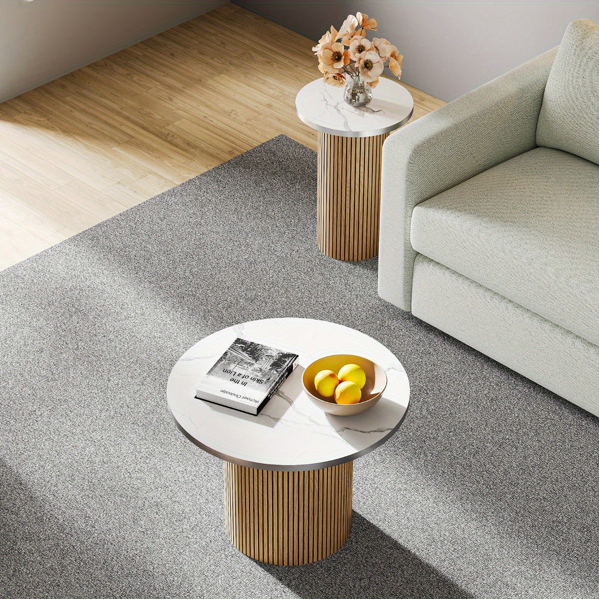 Marble & Wood Coffee Table Set | Furniture Collection | Aroselle