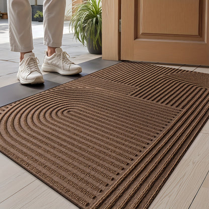 Durable Geometric Striped Door Mat - Non-Slip Modern Entryway Rug | Rug Collection | Aroselle