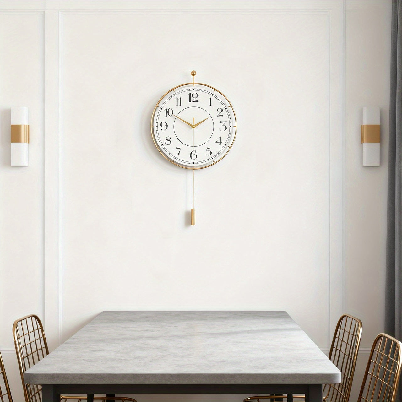 Golden Iron Retro Wall Clock with Pendulum | Decor Collection | Aroselle