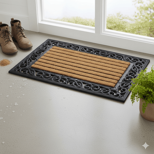 Natural Coconut Coir Door Mat - Heavy Duty Non Slip Outdoor Welcome Mat | Rug Collection | Aroselle