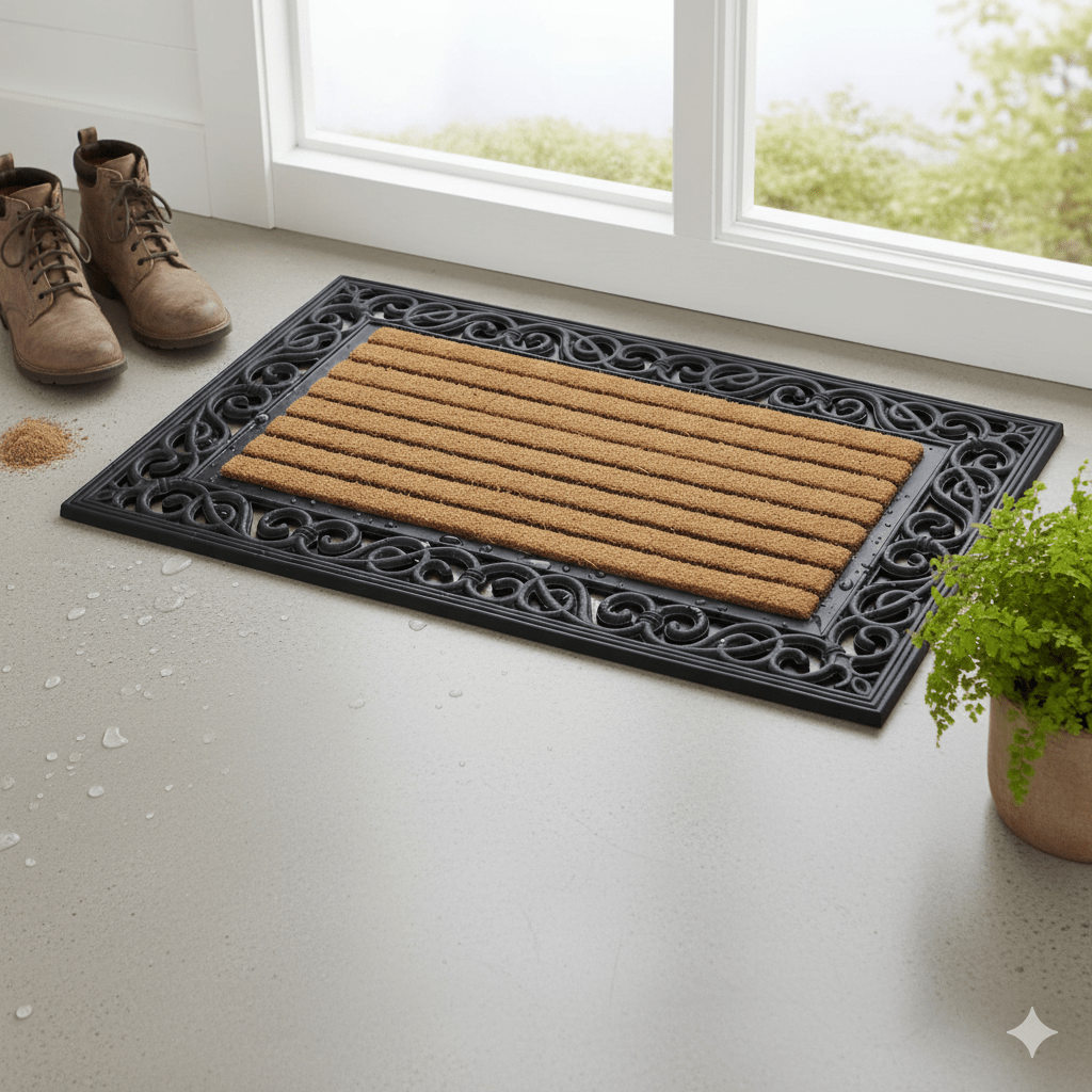 Natural Coconut Coir Door Mat - Heavy Duty Non Slip Outdoor Welcome Mat | Rug Collection | Aroselle