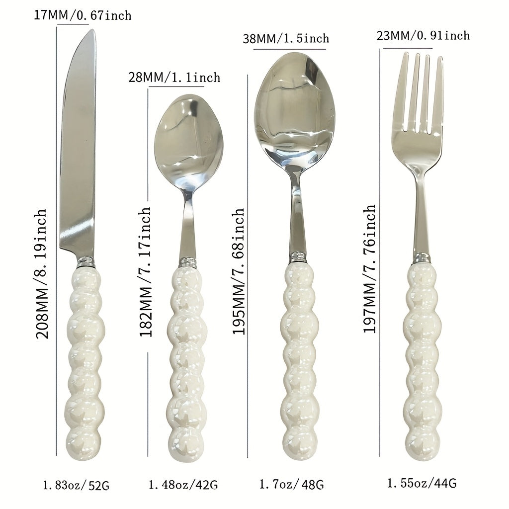 Cutlery Set with Ceramic Handles (5PCS) | Kitchen Collection | Aroselle