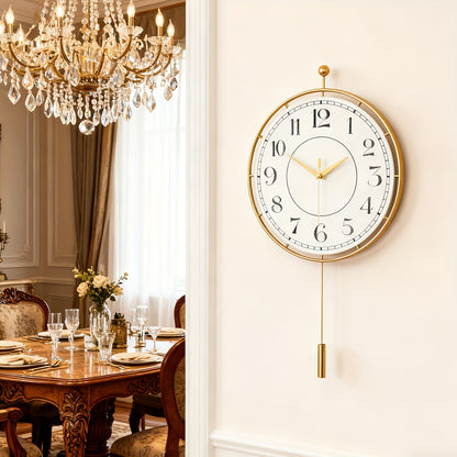 Golden Iron Retro Wall Clock with Pendulum | Decor Collection | Aroselle