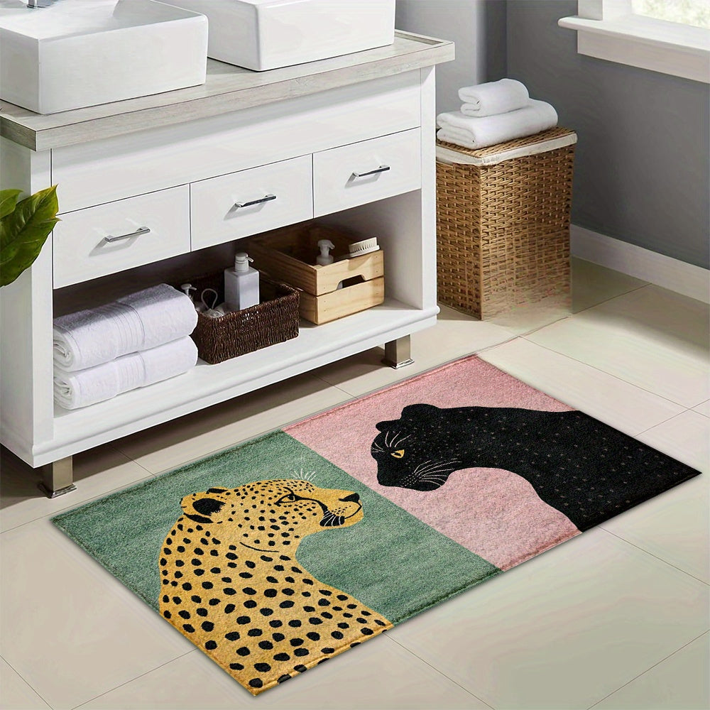 Leopard Print Bath Mat - Soft Non Slip Bathroom & Door Mat | Rug Collection | Aroselle