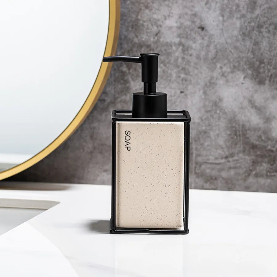 ceramic soap dispenser set 330ml for kitchen and bathroom minimalistic home design