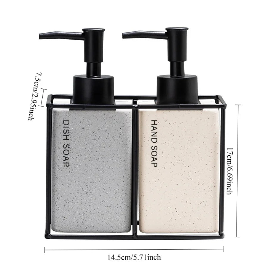 ceramic soap dispenser set 330ml for kitchen and bathroom minimalistic home design