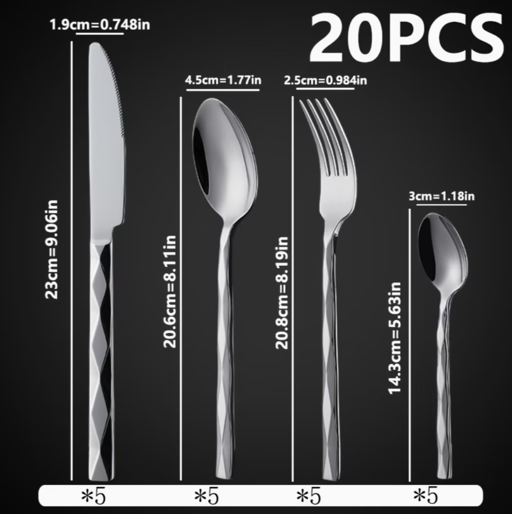 Cutlery Set Matte Black (20pcs) | Kitchen Collection | Aroselle